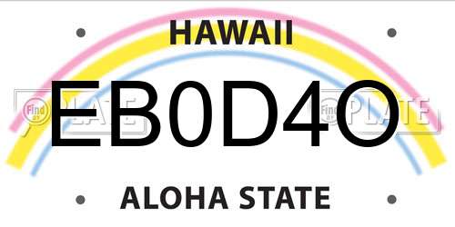 EB0D4O Hawaii License Plate