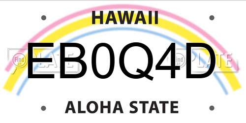 EB0Q4D Hawaii License Plate
