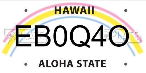 EB0Q4O Hawaii License Plate