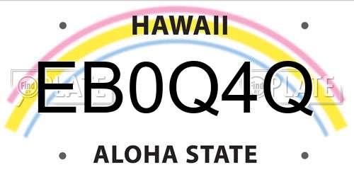 EB0Q4Q Hawaii License Plate
