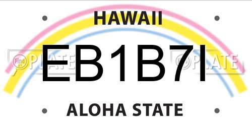 EB1B7I Hawaii License Plate