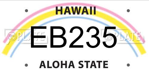 EB235 Hawaii License Plate