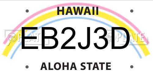 EB2J3D Hawaii License Plate