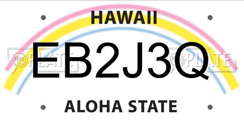 EB2J3Q Hawaii License Plate