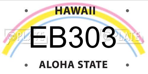 EB303 Hawaii License Plate