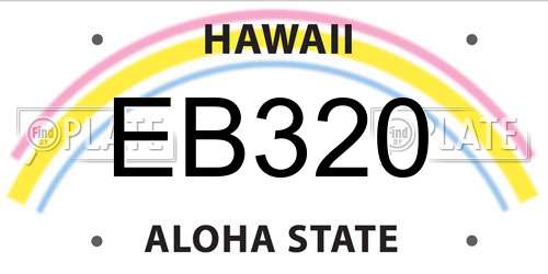 EB320 Hawaii License Plate