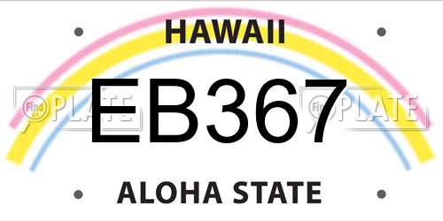 EB367 Hawaii License Plate