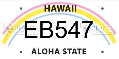 EB547 Hawaii License Plate