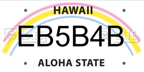 EB5B4B Hawaii License Plate