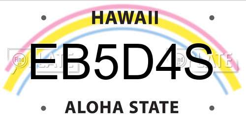 EB5D4S Hawaii License Plate