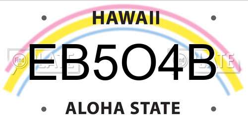 EB5O4B Hawaii License Plate