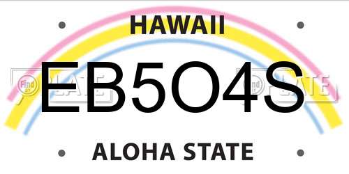 EB5O4S Hawaii License Plate