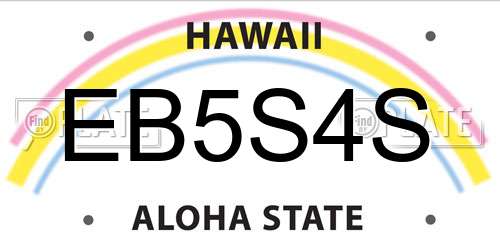 EB5S4S Hawaii License Plate