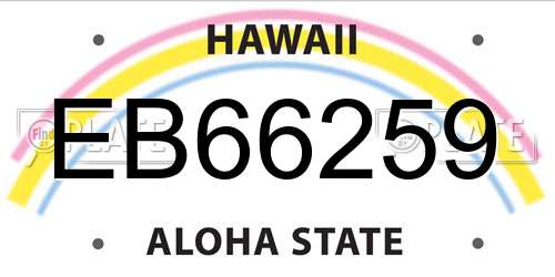 EB66259 Hawaii License Plate