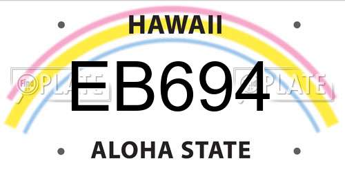 EB694 Hawaii License Plate