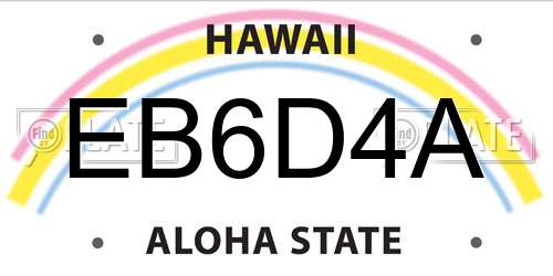 EB6D4A Hawaii License Plate