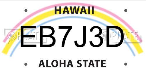 EB7J3D Hawaii License Plate