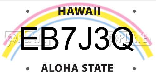 EB7J3Q Hawaii License Plate