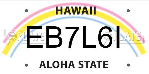 EB7L6I Hawaii License Plate