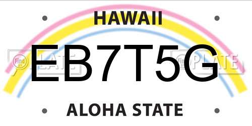 EB7T5G Hawaii License Plate