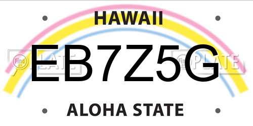 EB7Z5G Hawaii License Plate