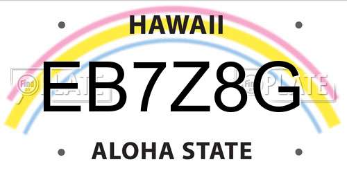 EB7Z8G Hawaii License Plate
