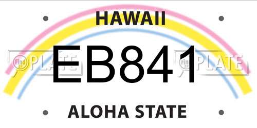 EB841 Hawaii License Plate
