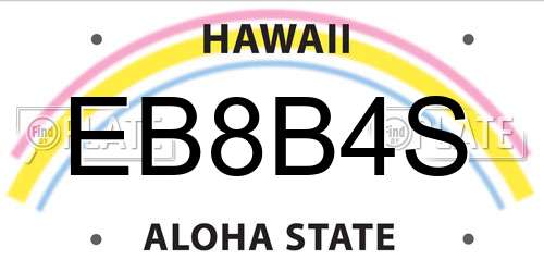 EB8B4S Hawaii License Plate
