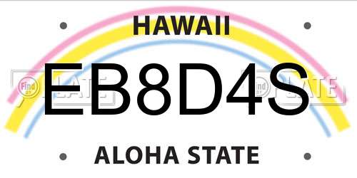 EB8D4S Hawaii License Plate