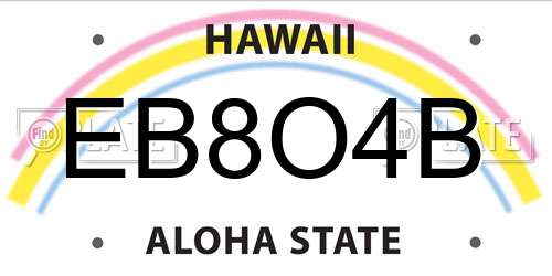 EB8O4B Hawaii License Plate