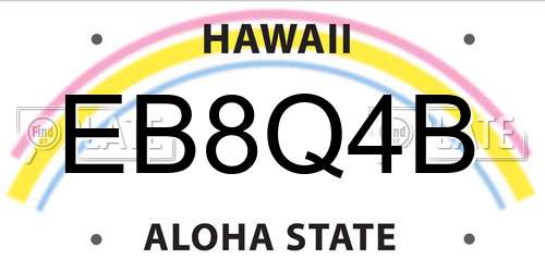 EB8Q4B Hawaii License Plate