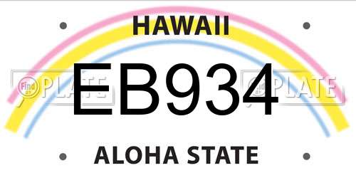 EB934 Hawaii License Plate