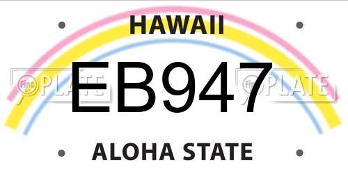 EB947 Hawaii License Plate
