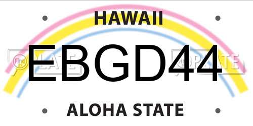 EBGD44 Hawaii License Plate