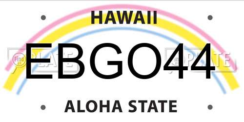 EBGO44 Hawaii License Plate