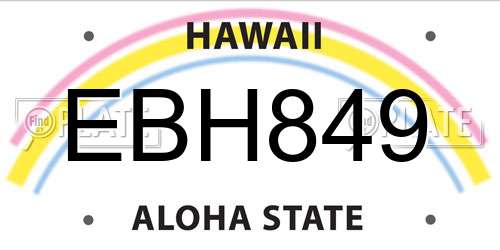 EBH849 Hawaii License Plate