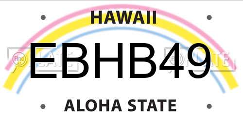 EBHB49 Hawaii License Plate