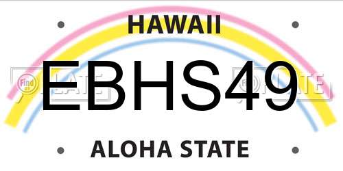 EBHS49 Hawaii License Plate