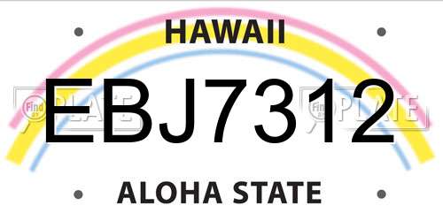 EBJ7312 Hawaii License Plate