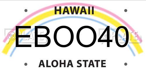 EBOO40 Hawaii License Plate