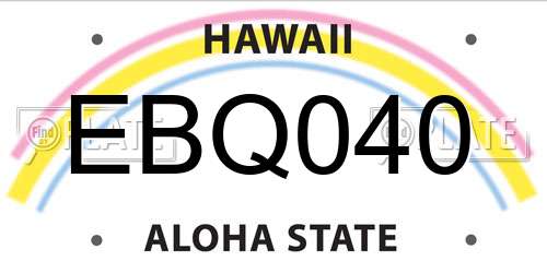 EBQ040 Hawaii License Plate