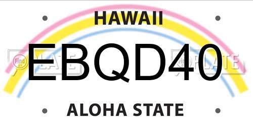 EBQD40 Hawaii License Plate