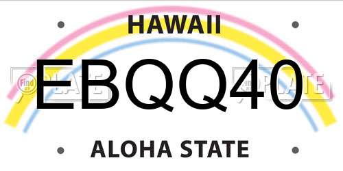 EBQQ40 Hawaii License Plate