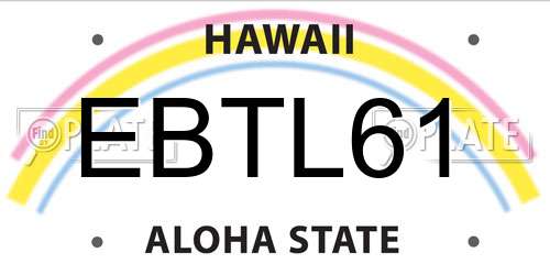 EBTL61 Hawaii License Plate
