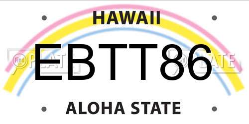 EBTT86 Hawaii License Plate
