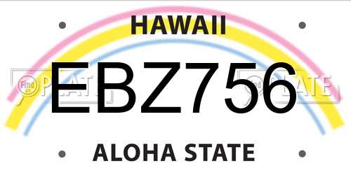 EBZ756 Hawaii License Plate