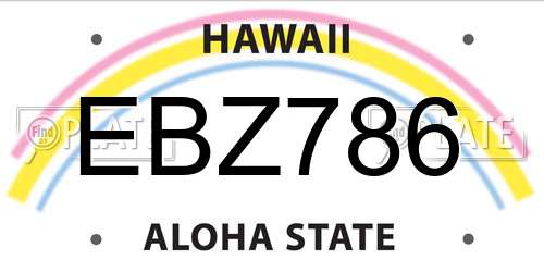 EBZ786 Hawaii License Plate