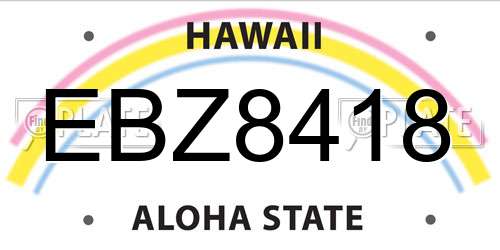 EBZ8418 Hawaii License Plate