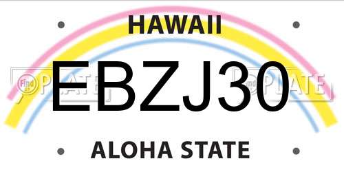 EBZJ30 Hawaii License Plate