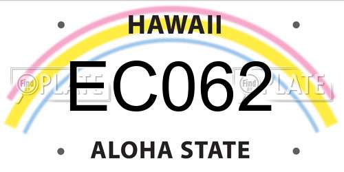 EC062 Hawaii License Plate